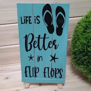 Hand Crafted Blue and Black Flip Flop Sign